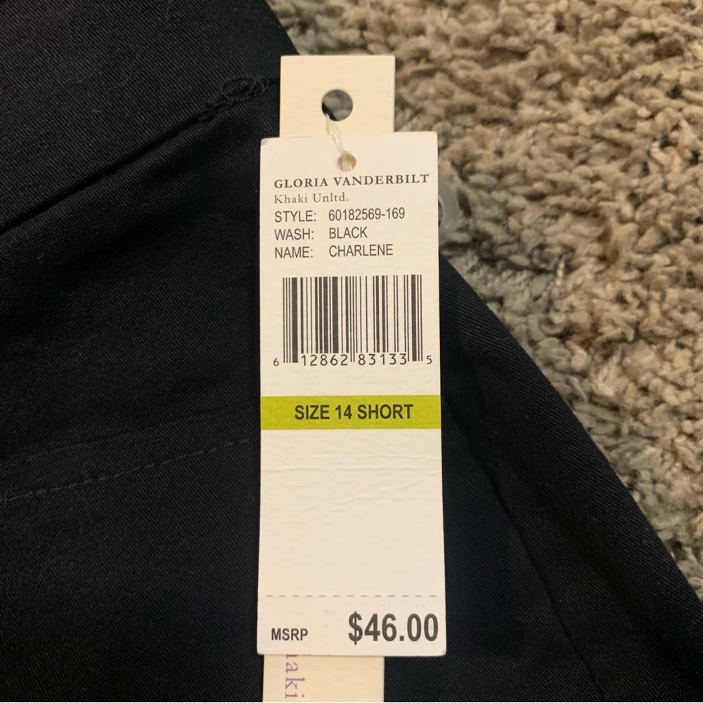 NWT Gloria Vanderbilt Black Charlene Pants 14 Short - Picture 6 of 8